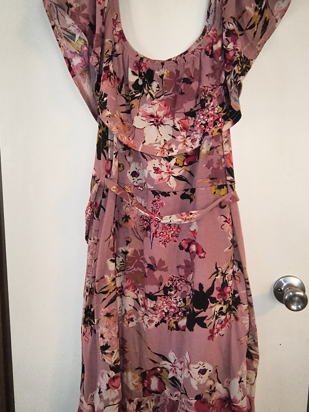 Floral Scoop Neck Pink Women's Dress